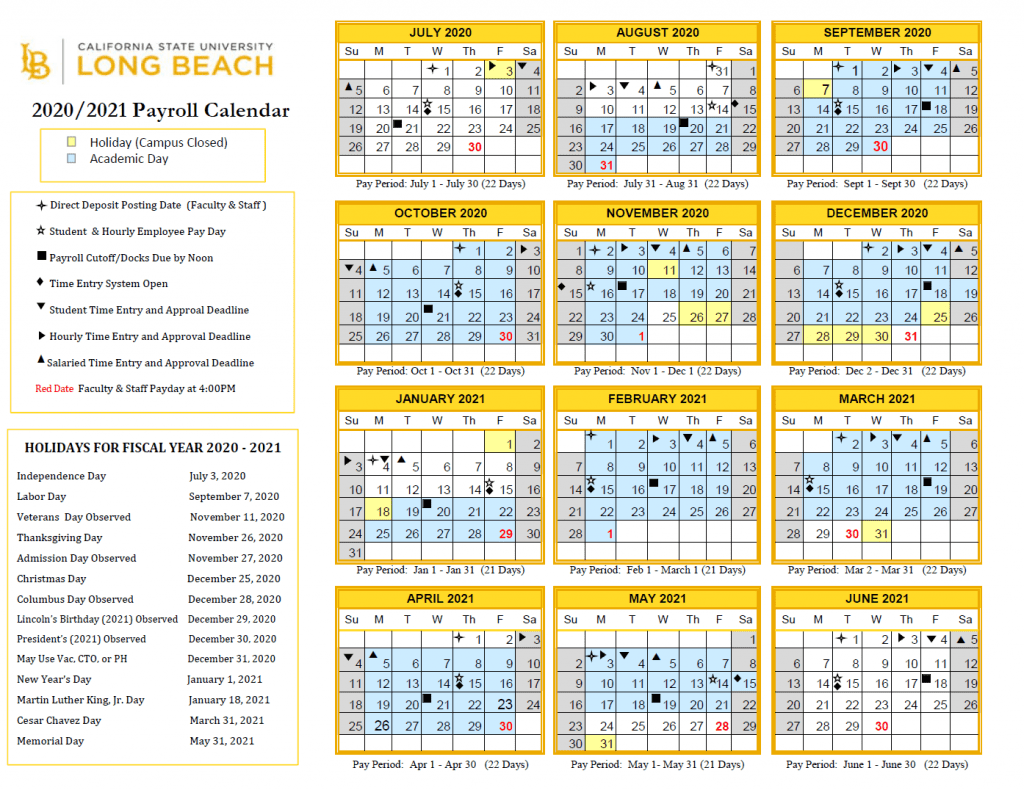 CSULB Payroll Calendar 2024 2024 Payroll Calendar