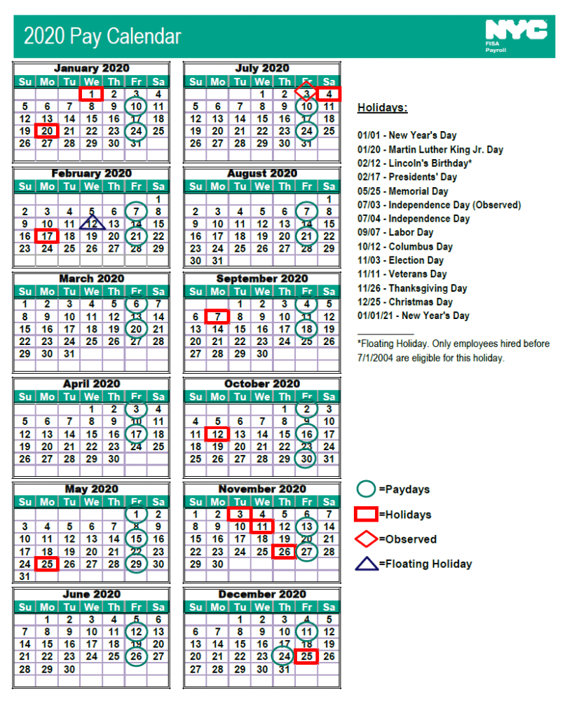 Nyc Payroll Calendar 2023 Printable Calendar 2023