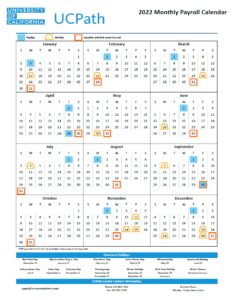 2022 UCSD monthly Payroll Calendar