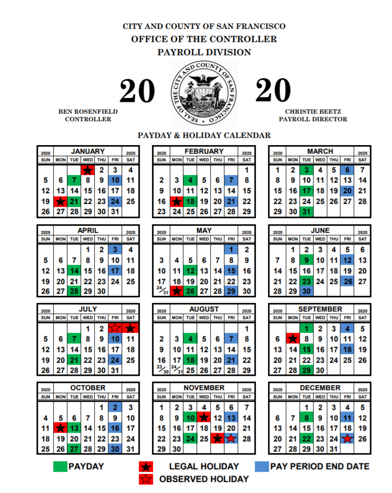 Ccsf Calendar Fall 2022 City And County Of San Francisco Payroll Calendar 2022 | Payroll Calendar