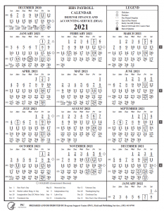 HHS Payroll Calendar 2021