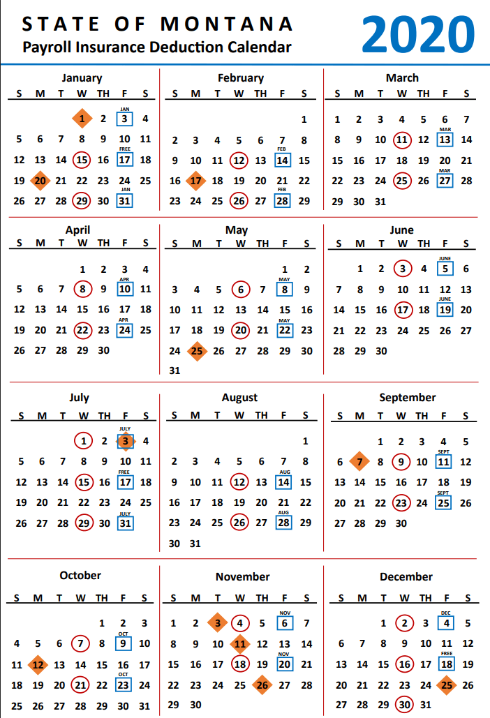 Montana State Calendar 2022 Montana State Payroll Calendar 2022 | Payroll Calendar