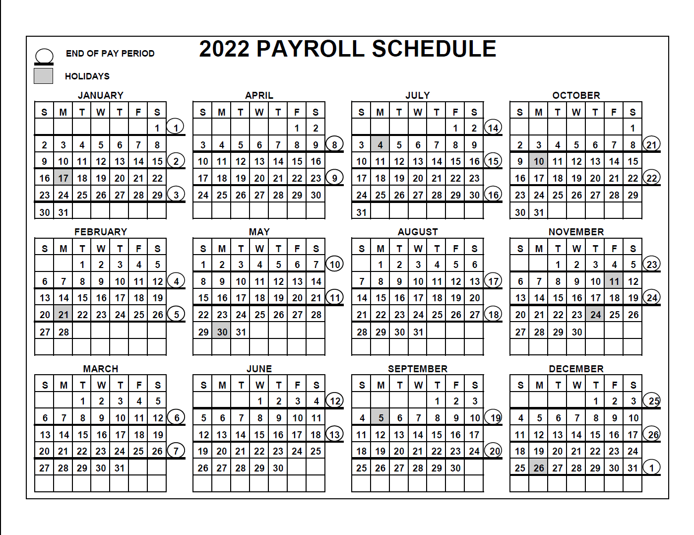 Doi Payroll Calendar 2022 | Payroll Calendar