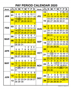 Government Pay Period Payroll Calendar 2020