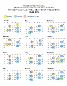 State of Minnesota Payroll Calendar 2021