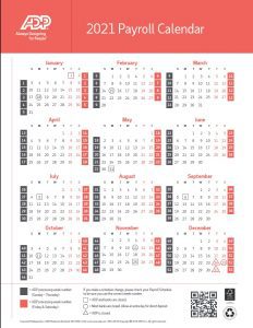 Biweekly Payroll Calendar 2021