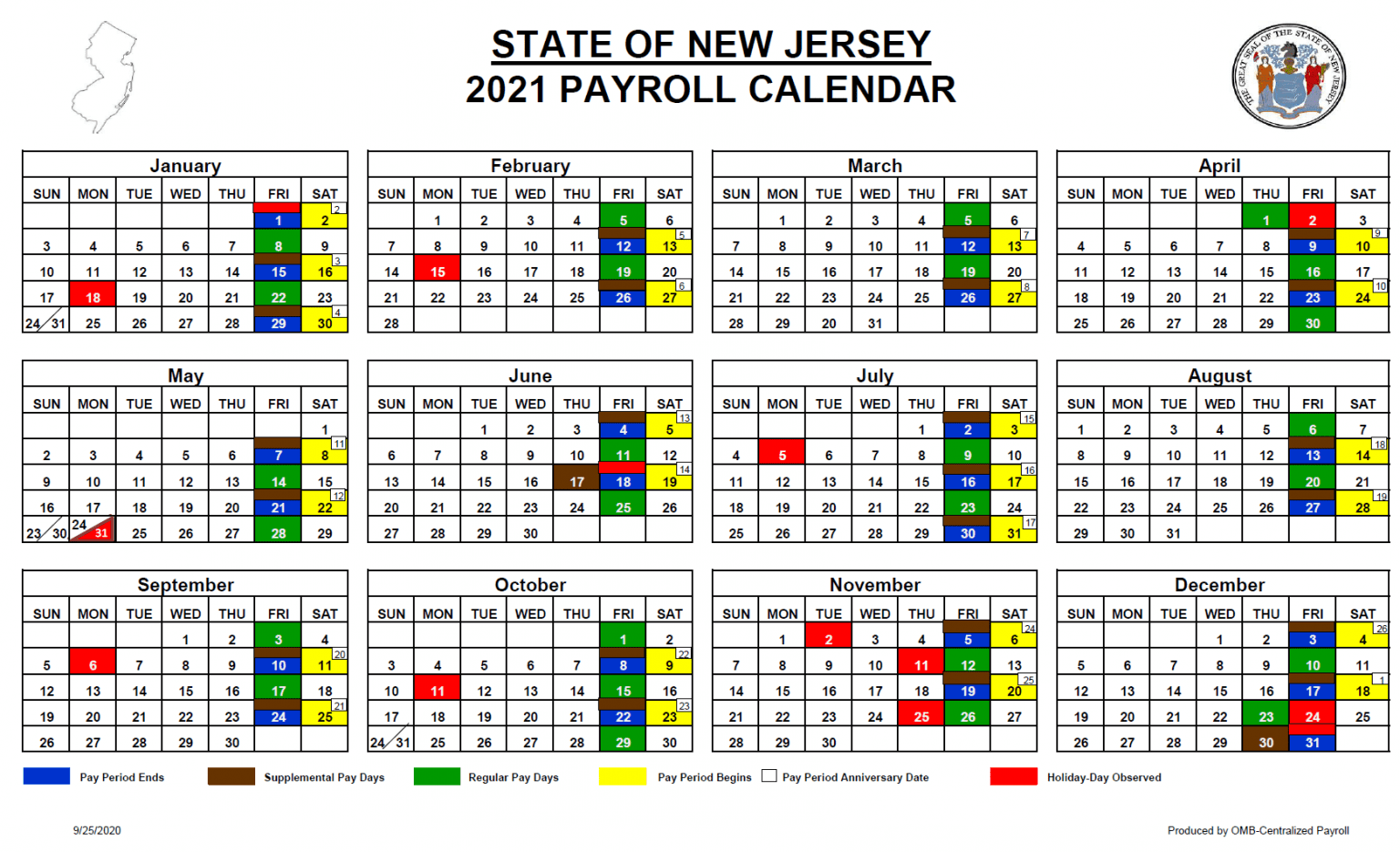 State of New Jersey Payroll Calendar 2022 | 2022 Payroll Calendar