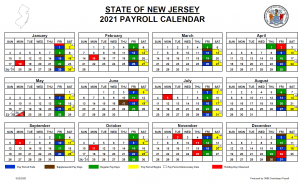New Jersey Payroll State Calendar 2021