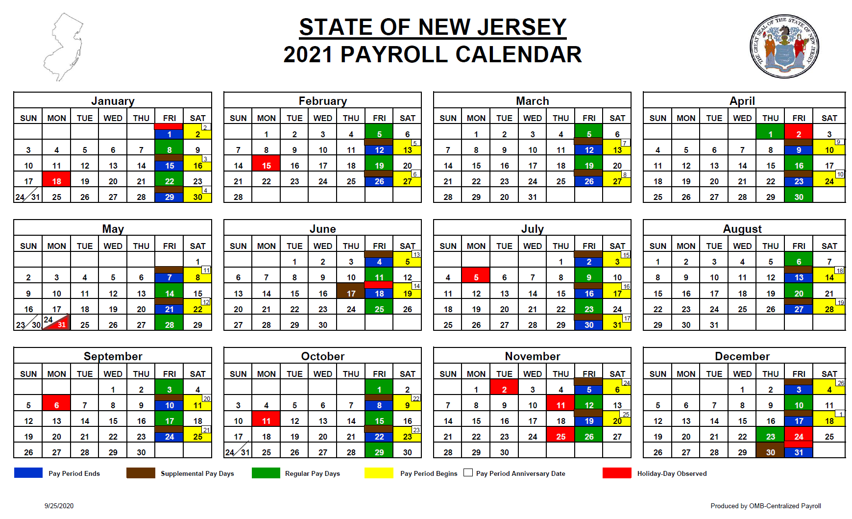 State of New Jersey Payroll Calendar 2023 | 2023 Payroll Calendar