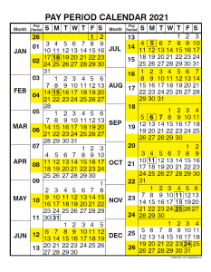 Pay Period Calendar 2021