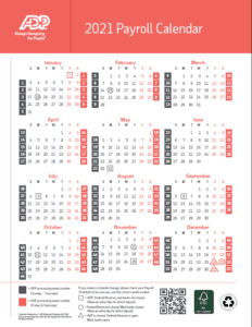 2022 ADP Payroll Calendar