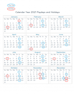 State of Idaho Payroll Calendar 2021