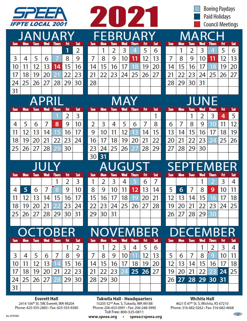 Boeing Payroll Calendar 2021 Payroll Calendar