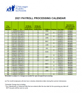 CPS Payroll Calendar 2021