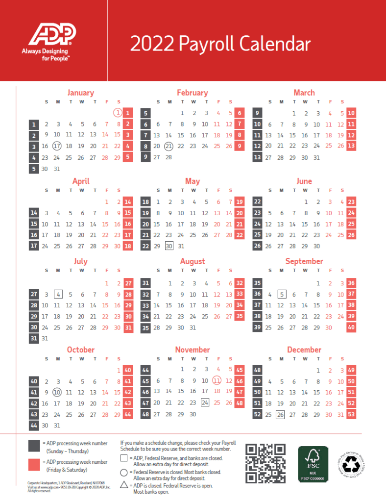 Costco Payroll Calendar 2022