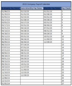 Target Payroll Calendar 2023