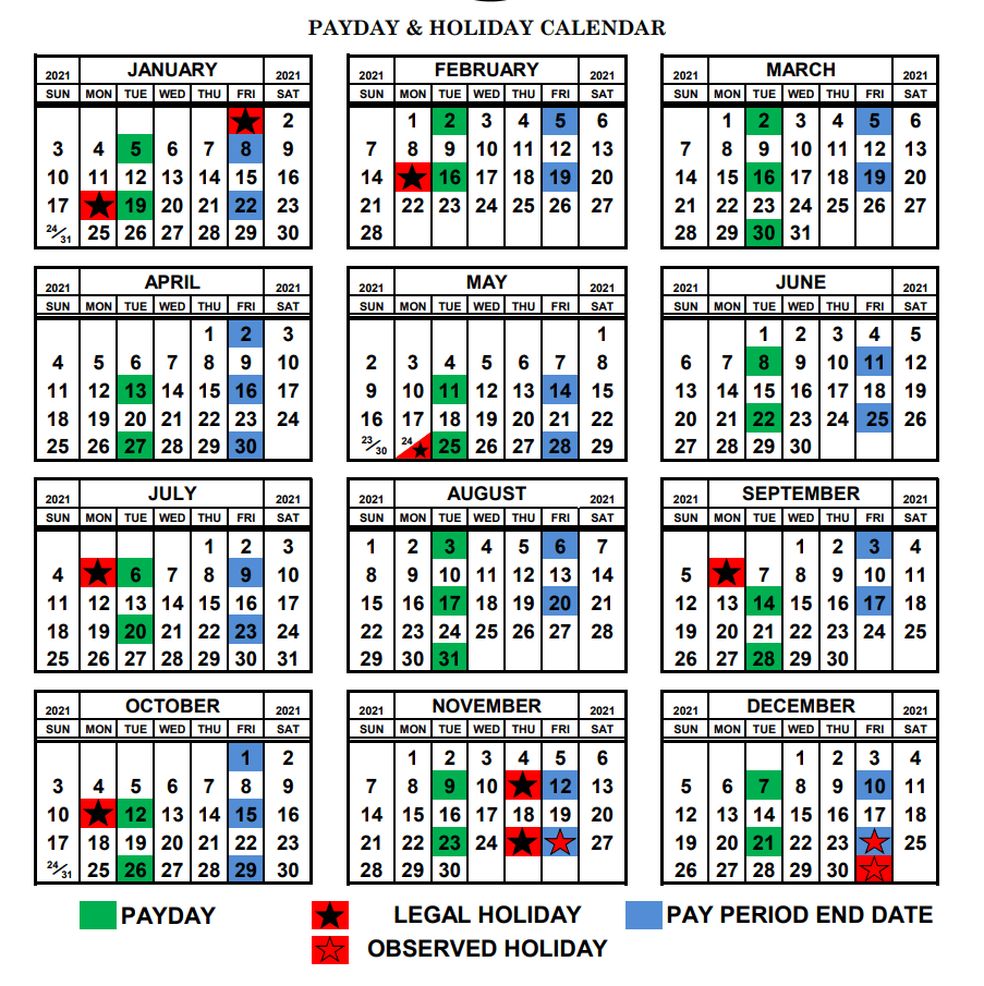 County of Sutter Payroll Calendar 2022