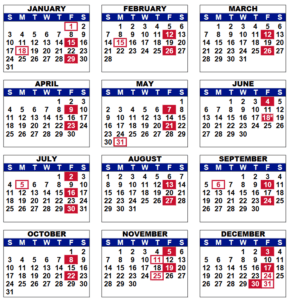 Franklin County Payroll Calendar 2021