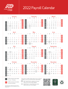 Wells Fargo Payroll Calendar 2022