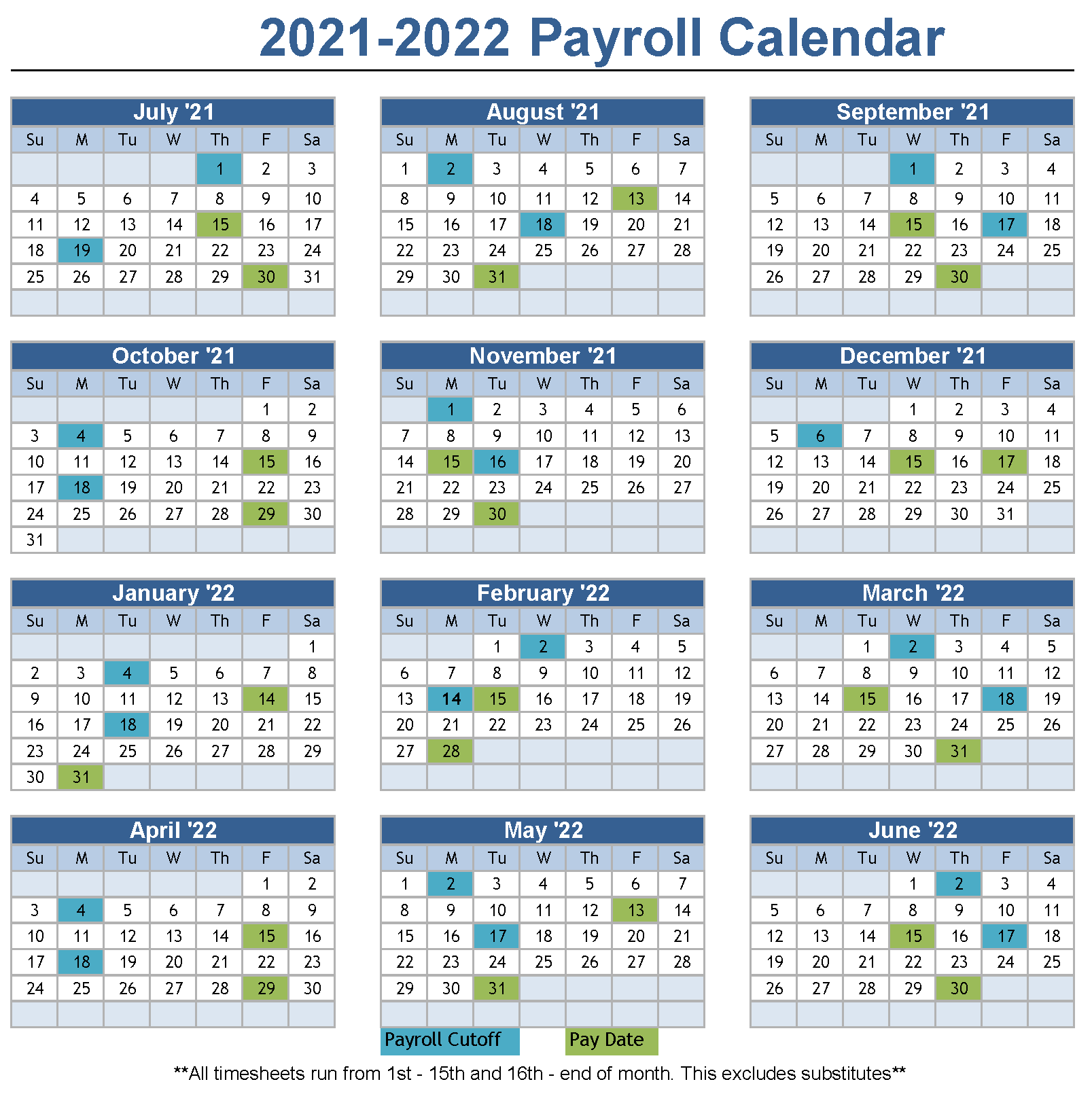 AutoNation Payroll Calendar 2022