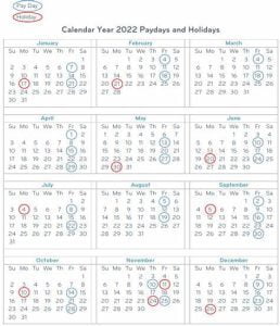 Ball Corporation Payroll Calendar 2022
