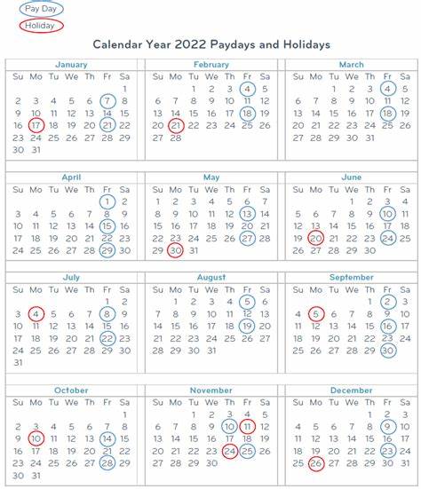 FirstEnergy Payroll Calendar 2022
