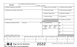 IRS W2 Form Copy 1 for State city and local tax department