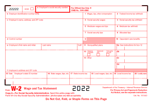 W2 Form IRS Copy A