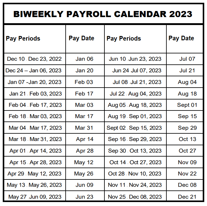 Bayer Payroll Calendar 2023 
